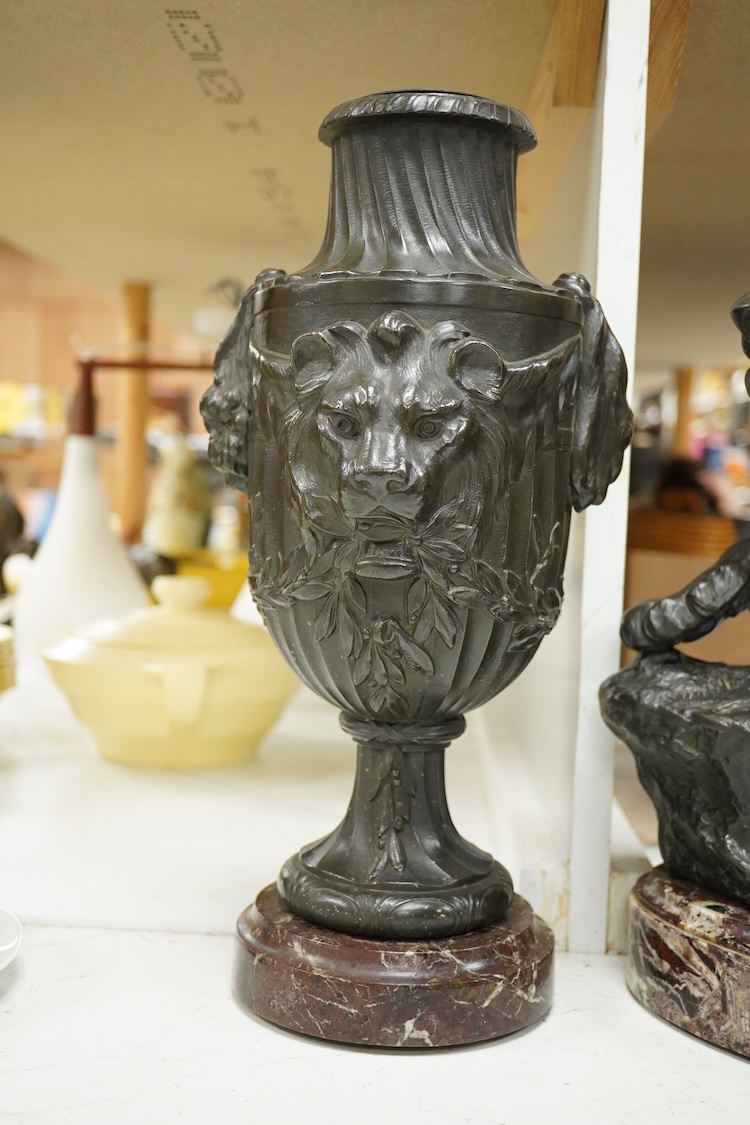 A clock garniture signed Boffil, ‘Lionne aux Agnets’